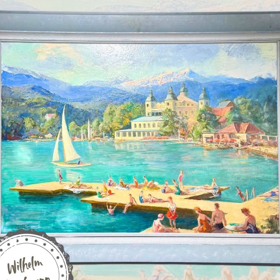 Ölgemälde Wörthersee mit Schloss Velden