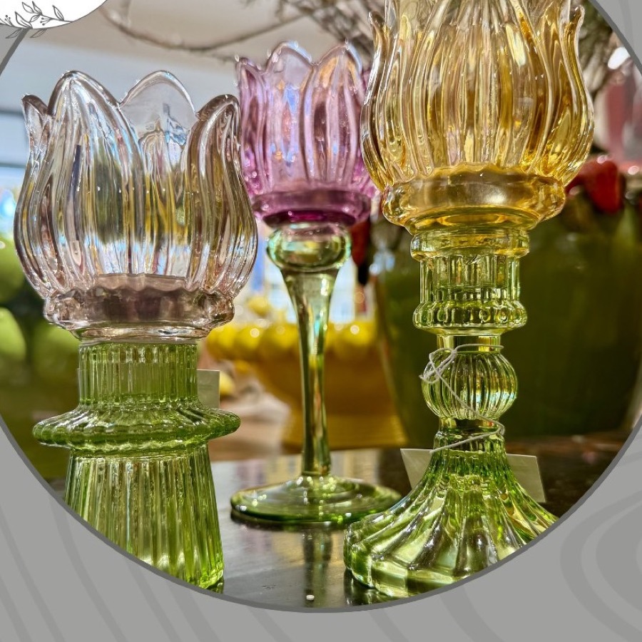 Bunte mundgeblasene Glas-Teelichthalter
