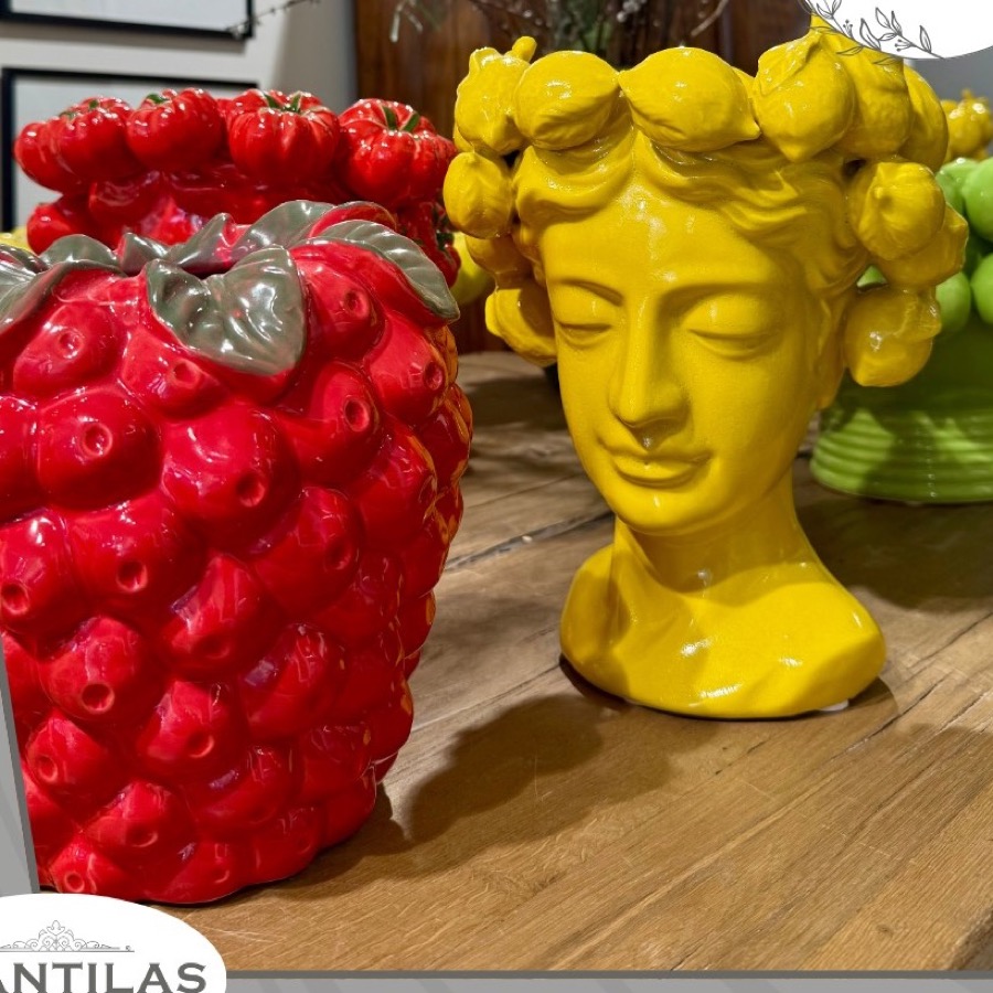 Bunte Keramik-Vasen, Frucht-Motive